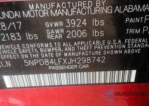 2018 Hyundai Elantra Sel из США, поврежденный, VIN 5NPD84LFXJH298742